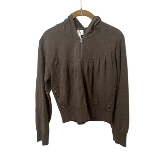 Ann Taylor Loft Women's L Hoodie Olive Green Pockets Cotton NWOT - Picture 2 of 5